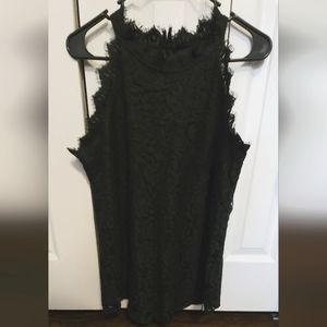 Black lace lined halter tank